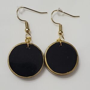 Handcrafted Gold and Black Earrings